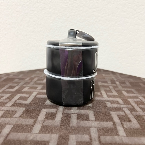 NWT Rae Dunn black YUM bowls and black SALT & PEPPER stackers - Picture 9 of 12